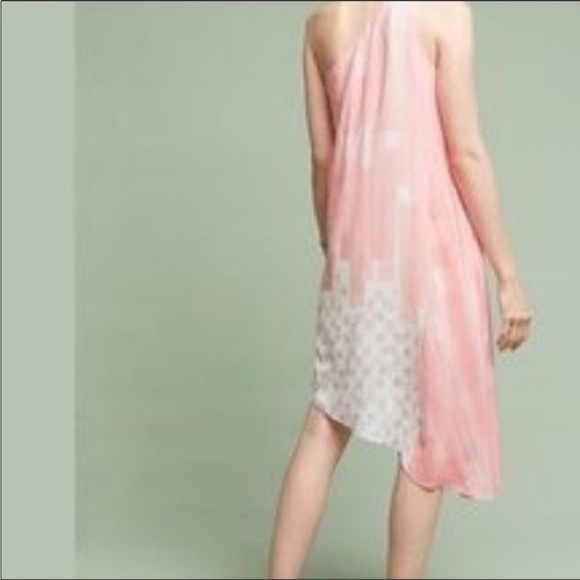 Anthropologie Maeve Pink, Purple, White One Shoulder Silk Dress - Picture 7 of 14